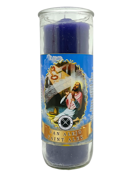 Saint Alex San Alejo Purple Pull Out Pull Out Jar Candle To Keep Enemies Away, Rid Of Unwanted Influences, Run Devil Run, ETC.