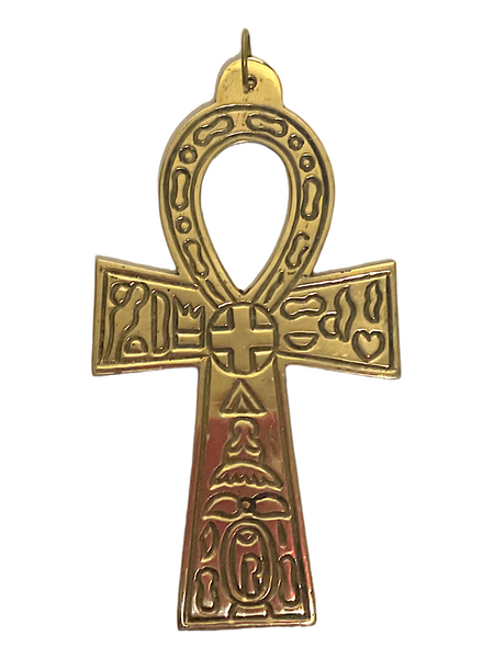 Ankh The Key Of Life Jumbo 6" Gold Color Spiritual Talisman Charm Pendant