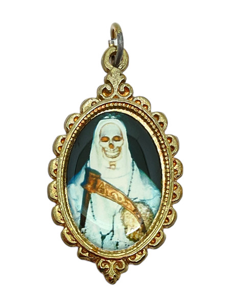 Santa Muerte White/White Double Sided Image  2" Talisman Charm Pendant For Protection, Positive Changes, Open Road, ETC.