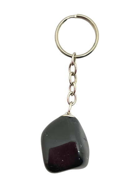Black Obsidian Tumbled Gemstone Keychain 