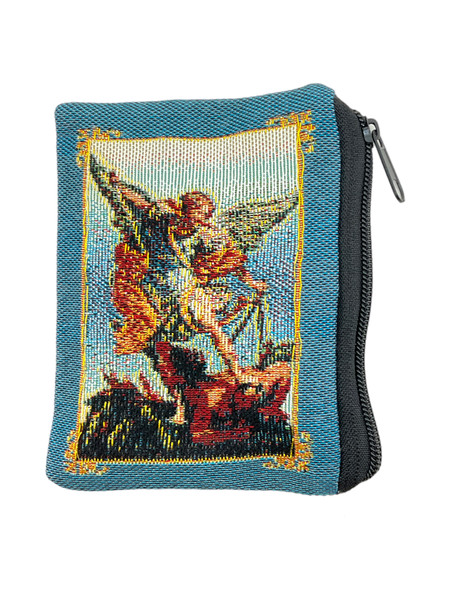 Saint Michael San Miguel 4" Rosary Storage Zipper Bag For Prayer, Protection, Peace, ETC.