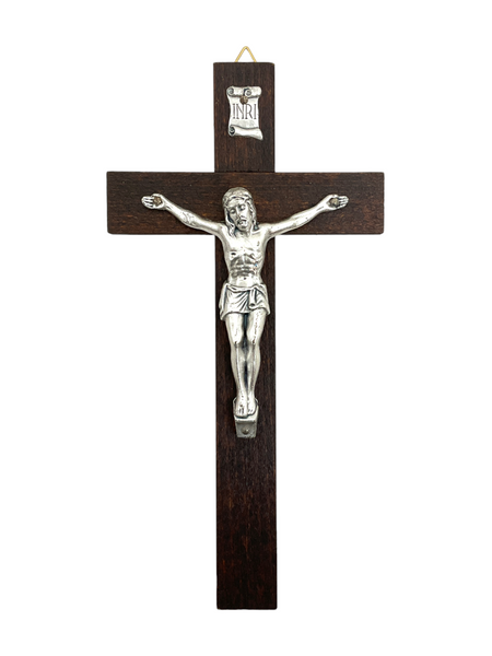 Crucifixion Of Jesus Christ INRI Hornbeam Wood 8" Crucifix Made In Italy