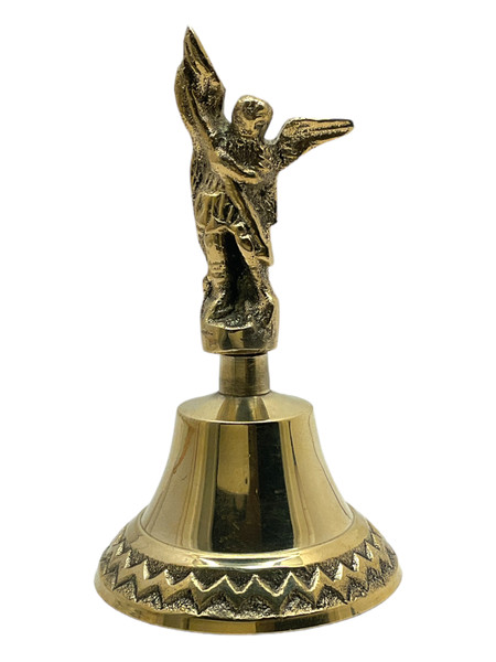 Saint Michael 4" Brass Bell For Protection, Fight Evil, Justice, ETC.