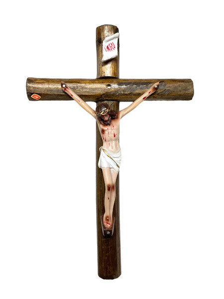 Crucifixion Of Jesus Christ INRI Wall Mounted 15" Wooden Crucifix