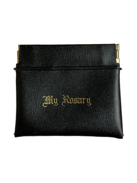 My Rosary 3" Black Vinyl Squeeze Top Rosary Storage Bag For Storing Your Rosary