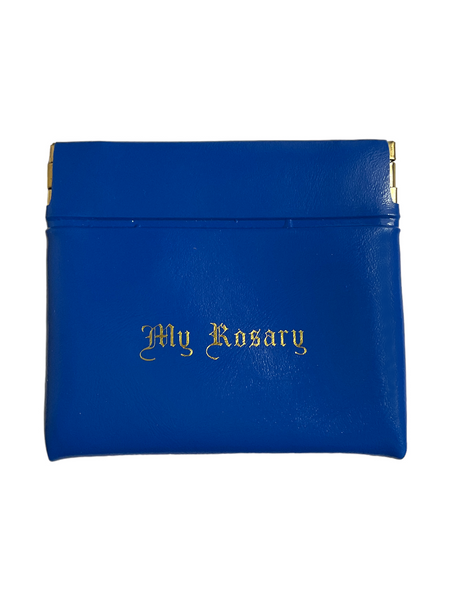 My Rosary 3" Blue Vinyl Squeeze Top Rosary Storage Bag For Storing Your Rosary