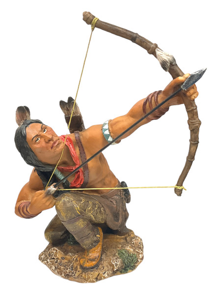 Native American Indian Warrior Shooting Bow 12.5" Statue For Family, Peace, Strength, ETC.