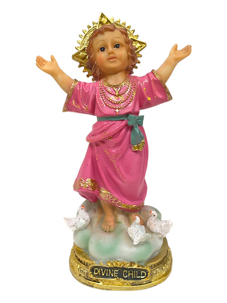 Divine Child Jesus Divino Nino Standing On Clouds With Doves 8" Statue To Alleviate Suffering, Inner Peace, Divine Blessings, ETC.