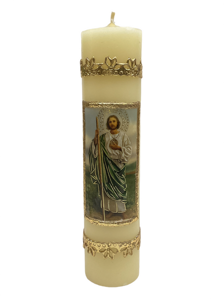 Saint Jude San Judas Tadeo Patron Of Healing 8" Devotional Pillar Candle For Wellness, Hope, Emotional Peace, ETC.