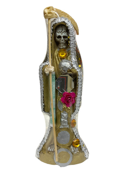 Santa Muerte 8" Gold Statue For Protection, Positive Changes, Open Road, ETC.