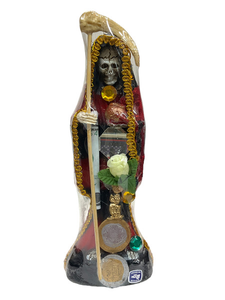 Santa Muerte 8" Black & Red Statue For Protection, Positive Changes, Open Road, ETC.