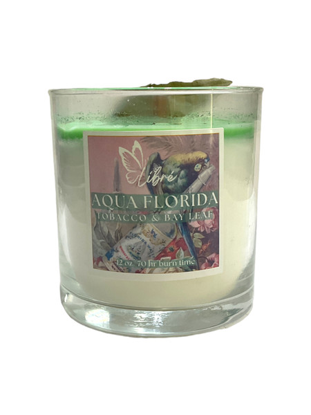 Aqua Florida Tobacco & Bay Leaf 12oz Artisan Fragrance Candle With 70 Hour Burn Time