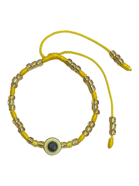 Evil Eye Yellow Adjustable Spiritual Bracelet For Protection, Ward Off Evil, Good Luck, ETC.