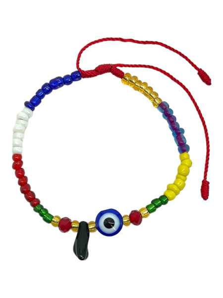 7 Powers 7 Potencias Azabache & Evil Eye Multicolor BraceletTo Overcome Obstacles, Protection From Harm, Guidance, ETC.