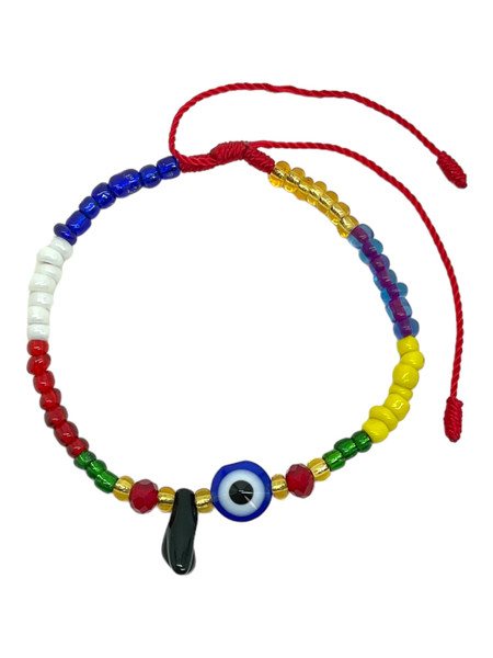 Azabache & Evil Eye Multicolor BraceletTo Overcome Obstacles, Protection From Harm, Guidance, ETC.