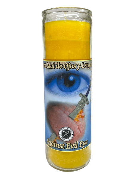 Against Evil Eye Contra Mal De Ojos Y Lenguas 7 Day Yellow Prayer Candle For Jinx Removal, Stop Evil, Remove Curses, ETC.