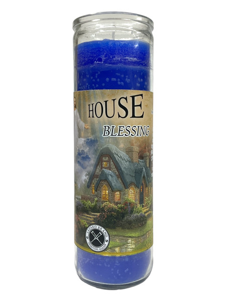 House Blessing 7 Day Blue Prayer Candle For Peace, Safety, Comfort, Health, Happiness At Home, ETC.