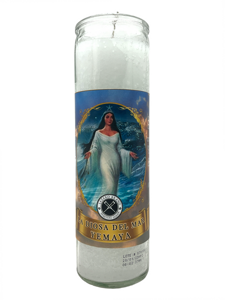 Yemaya Goddess Of The Sea White 7 Day Prayer Candle For Rejuvenation, Fertility, Healing, ETC.