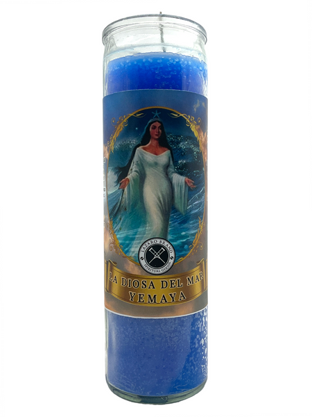 Yemaya Goddess Of The Sea Blue 7 Day Prayer Candle For Rejuvenation, Fertility, Healing, ETC.