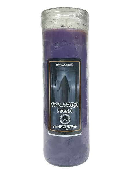 Go Away Evil Sal Para Fuera 7 Day Purple Dressed & Blessed Candle To Remove Curses, End Crossed Conditions, Remove Spells, Get Rid Of Unwanted Spirits, ETC.