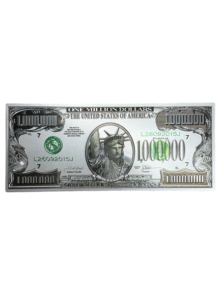 $1,000,000 One Million Dollars Lucky Silver Money 6" Currency Spiritual Banknote For Good Luck, Economic Protection, Financial Goals, ETC.