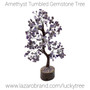 Amethyst Lucky Money Tumbled Gemstone Tree - Boost Psychic Awareness, Draw Wealth , Strengthen Spirit (Gold Wire 9")