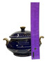 Orisha Yemaya Offering Tureen (Porcelain Sopera with Handles & Lid) - Mother of All Waters, Navy Blue & Gold (4”)
