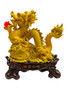 Golden Chinese Dragon Holding Red Orb Lucky Feng Shui Decorative Statue 13"