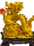 Golden Chinese Dragon Holding Red Orb Lucky Feng Shui Decorative Statue 13"
