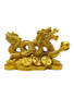 Feng Shui Golden Dragon Sitting On Coins 3” Resin Figurine For Good Luck, Prosperity, Abundance, ETC
