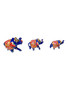 Hand-painted Miniature Elephant Statues in blue with colorful designs, Set of 3, for Wisdom, Strength, Protection, Good Fortune, Spiritual Guidance, and Harmonizing Energy. Sizes: 3.5", 2.5", 3".