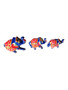 Hand-painted Miniature Elephant Statues in blue with colorful designs, Set of 3, for Wisdom, Strength, Protection, Good Fortune, Spiritual Guidance, and Harmonizing Energy. Sizes: 3.5", 2.5", 3".