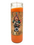 Ekeko 7 Day Prayer Candle in orange glass, symbolizing abundance, wealth, and prosperity.