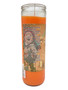 Ekeko 7 Day Prayer Candle in orange glass, symbolizing abundance, wealth, and prosperity.