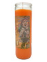 Ekeko 7 Day Prayer Candle in orange glass, symbolizing abundance, wealth, and prosperity.