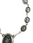 Close-up of a Saint Michael Auto Rosary with a blue centerpiece and a crucifix, measuring approximately 6 inches long.