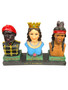 12-inch statue of Las 3 Potencias (The Three Powers): Reina Maria Lionza, Negro Felipe, and Guaicaipuro, standing together on a base adorned with symbolic details.
