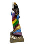 8-inch statue of Orisha Oya, holding a machete and a mask, wearing a multi-colored skirt and a crown.