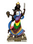8-inch statue of Orisha Oya, holding a machete and a mask, wearing a multi-colored skirt and a crown.