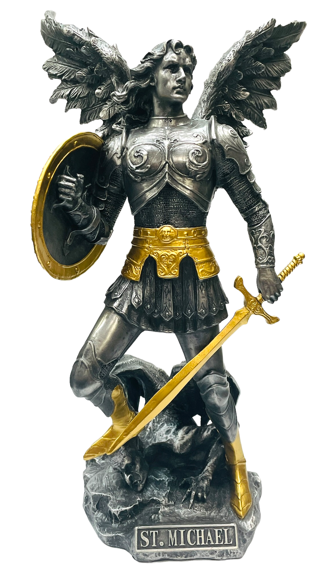 Archangel Saint Michael Statue: Sword & Shield - Bronze Finish (10 ...