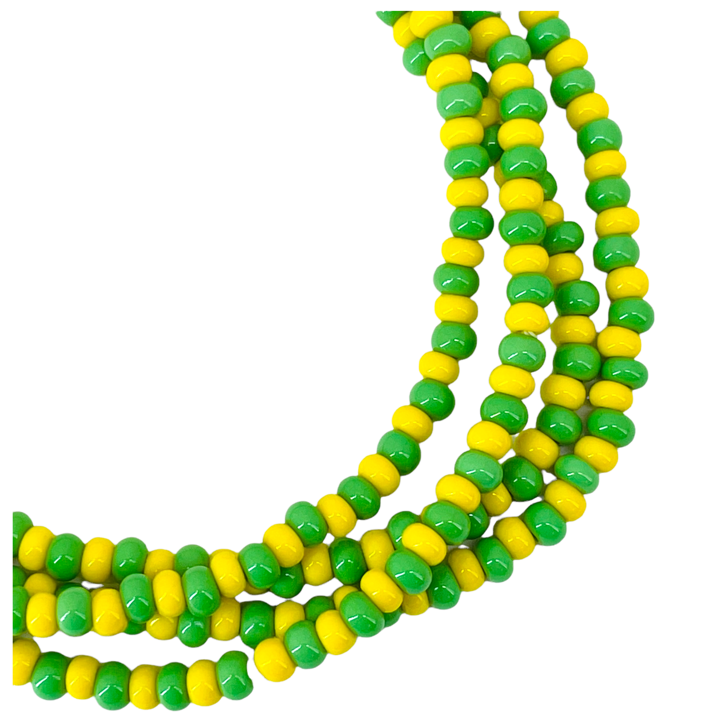 Orisha Orula The Great Oracle Of Divination Green/Yellow Eleke Bead 34