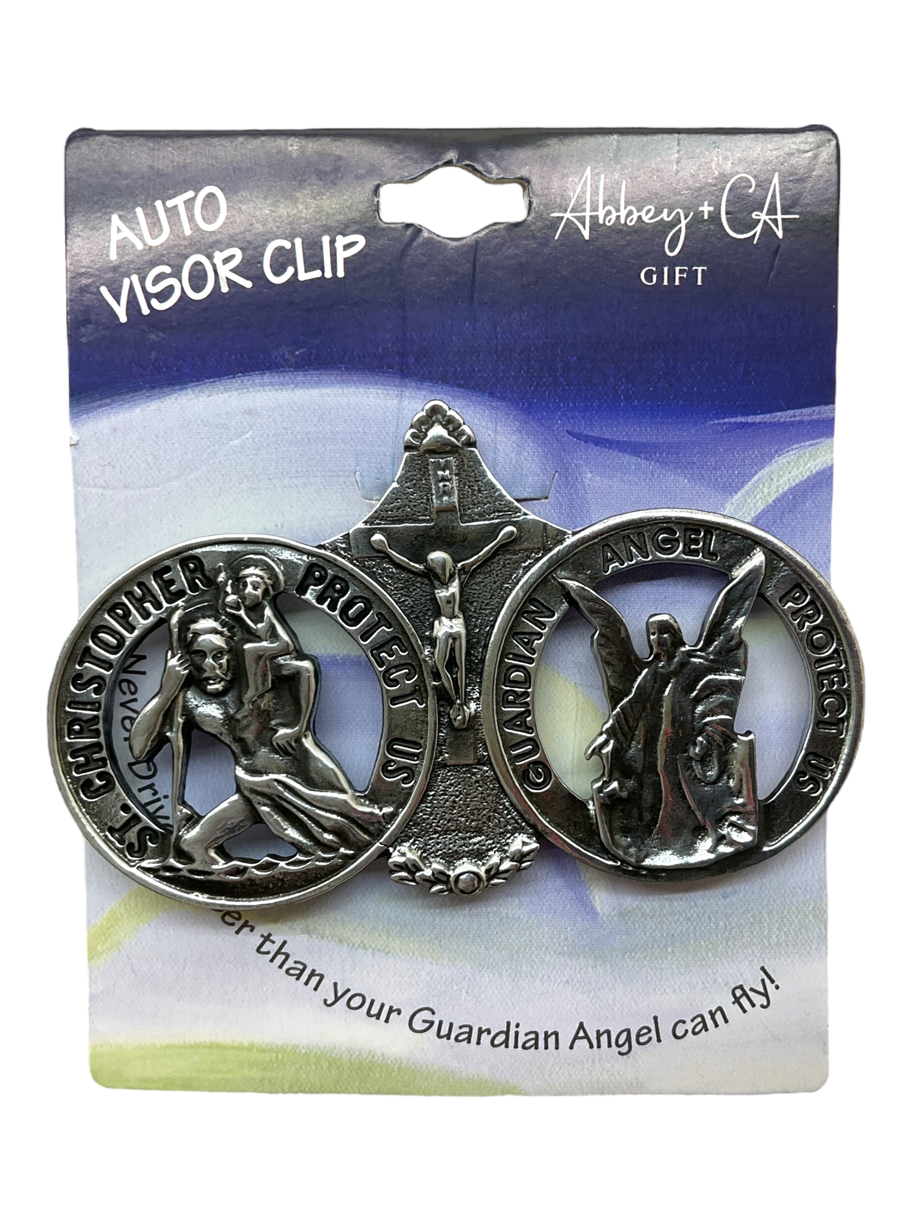 VINTAGE SAINT CHRISTOPHER CAR AUTO VISOR CLIP MEDALLION MEDAL - SUMMON A PRIEST | #2209121348 - View #5
