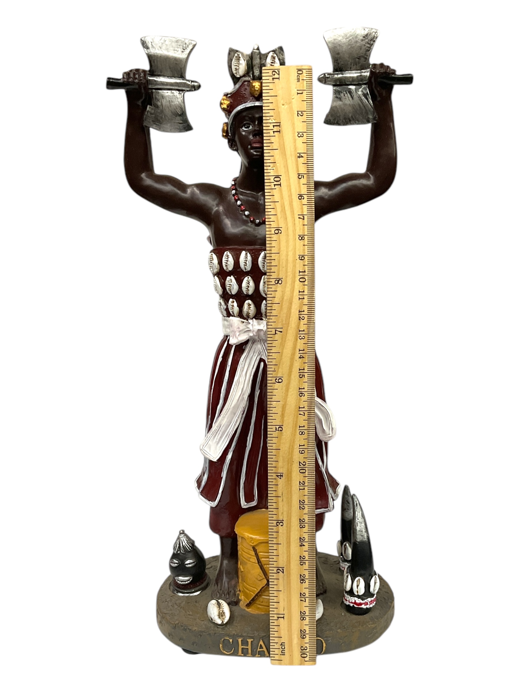 Xangô シャンゴ• アフリカのオリシャ Orisha Chango Statue: Lord Of The Double Axes (13”)