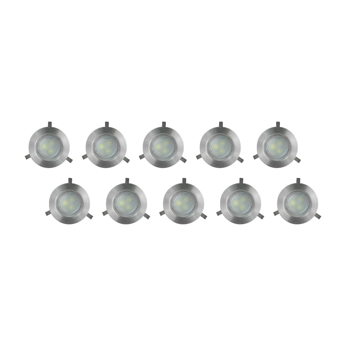 10-Pack 30mm IP67 Square Blue LED Deck Lights – Stainless Steel Recessed Ground & Plinth Kit For Garden & Patio