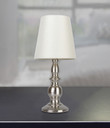 Traditional Table Lamp with Touch Base and Cream Shade in Antique Brass or Satin Nickel