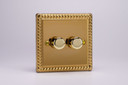Varilight Georgian Brass 2-Way V-Pro Push On/Off Rotary Polished Brass LED Dimmer 0-120W (1-4 Gang)