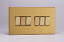 Varilight Brushed Brass Screwless 10A 1 or 2-Way Rocker Switch (1-6 Gang)