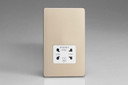 Varilight Satin Chrome Screwless Dual Voltage Shaver Socket 230V/115V