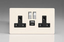 Varilight Primed Screwless 2-Gang 13A Single Pole Switched Socket with 1x USB A & 1x USB C Charging Ports