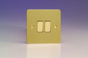 Varilight Brushed Brass Ultraflat 10A 1 or 2 Way Rocker Switch (1-6 Gang)